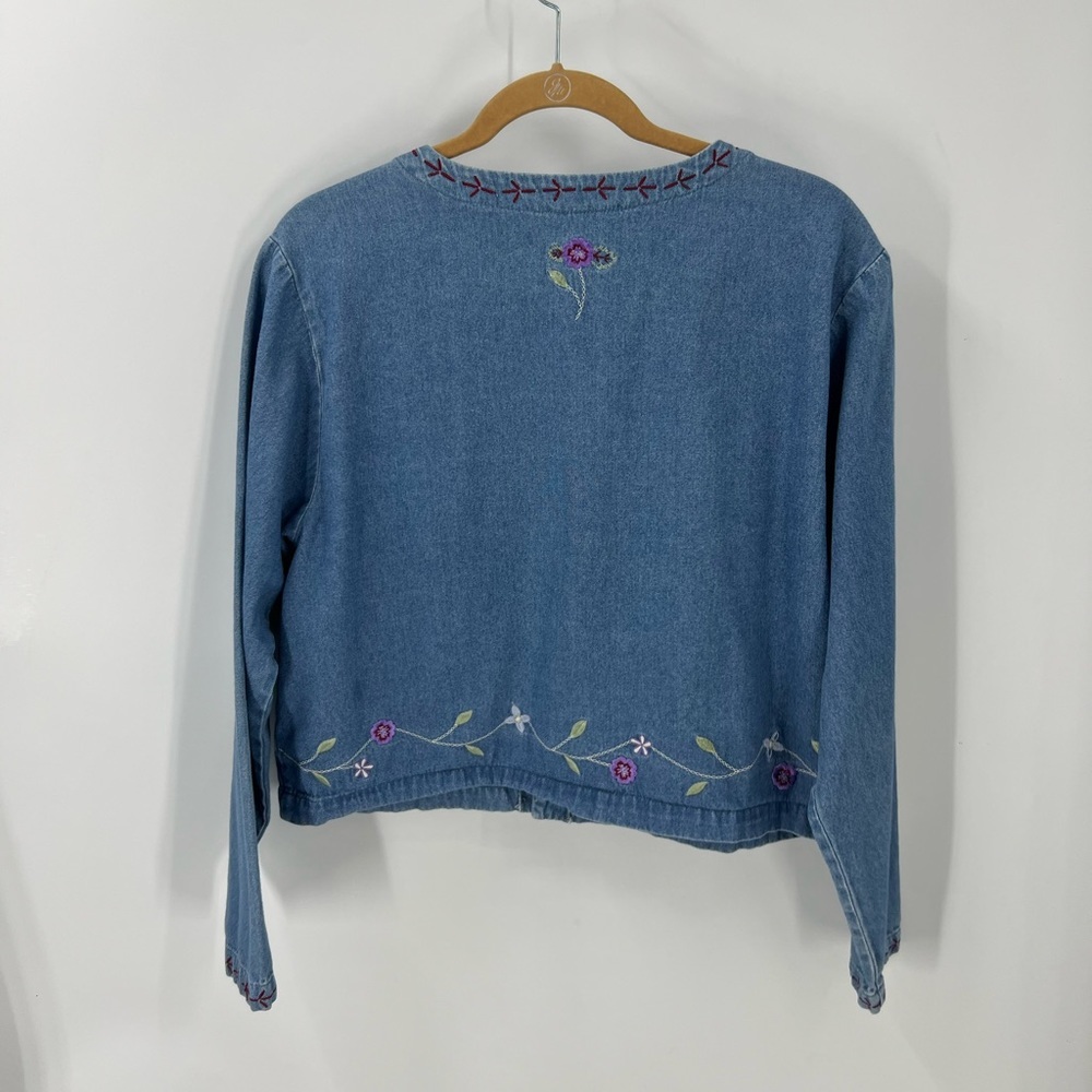 Christopher & Banks vintage 100% cotton lightweight embroidered cropped jacket L - Picture 2 of 13